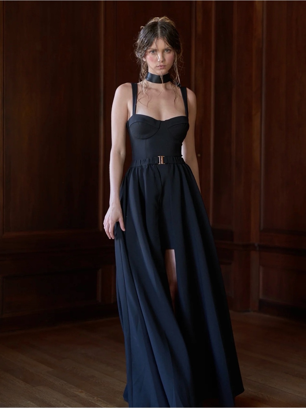 BNWT Selkie Caviar Chateau Maxi Long Skirt Black Gold Clasp Size 3X XXXL - Picture 3 of 8